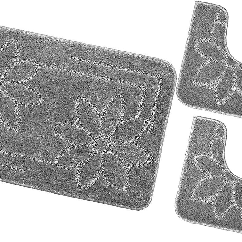 Zestaw 3 dywaników łazienkowych Antypoślizgowy Absorbent Stokrotki Jednolity Kolor Szary