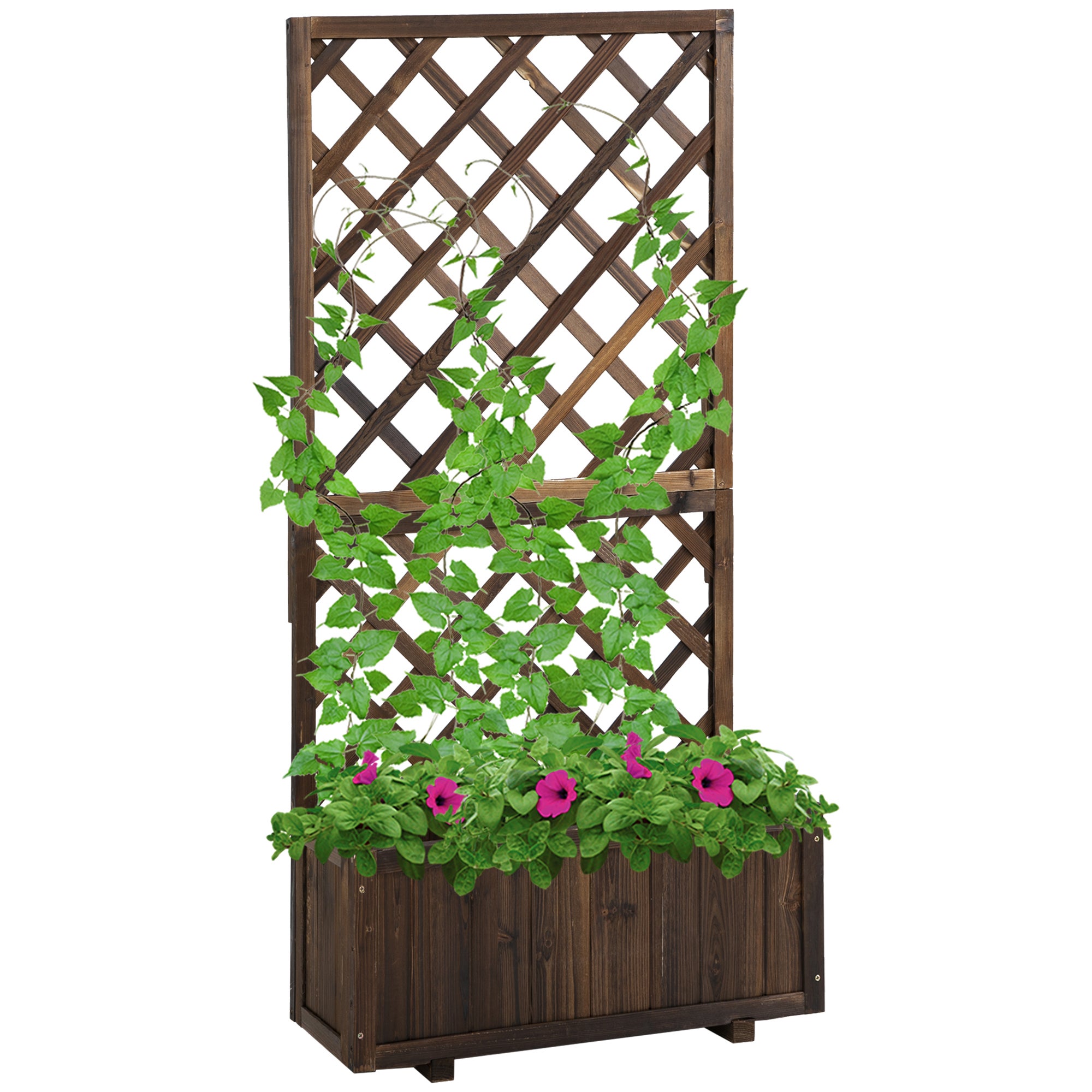 Jardinière surélevée avec treillis, bac à fleurs en bois 72,5 x 31,5 x — free download