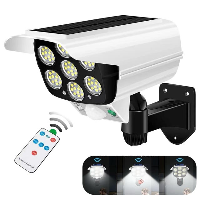 QWINERN Applique murale solaire, éclairage LED à détecteur de mouvement, indice de protection IP65, effet caméra, convient aux cours et terrasses.