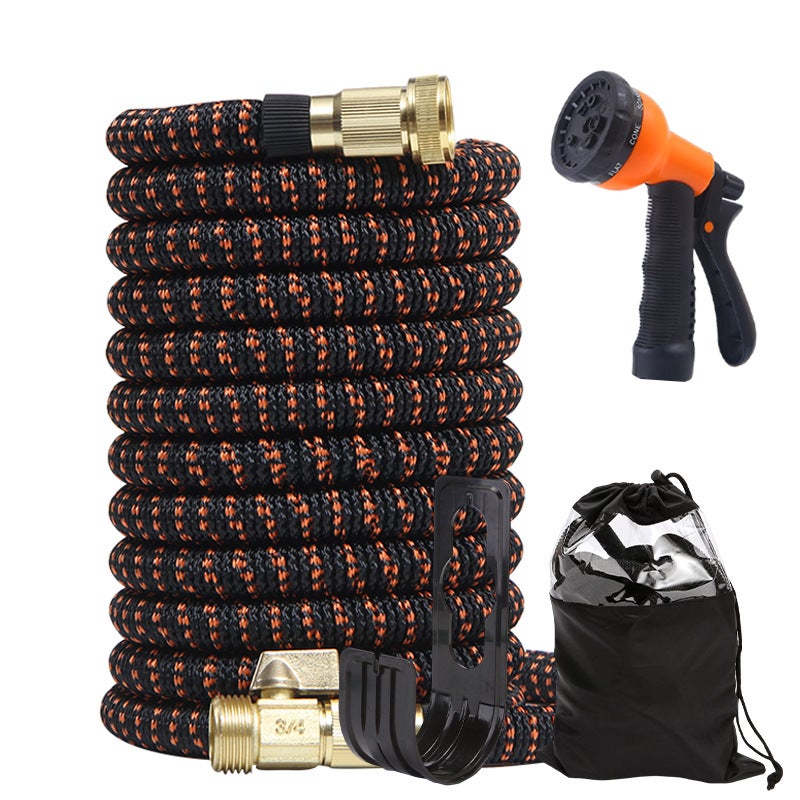 Rozciągliwy wąż ogrodowy o długości 15 m, elastyczny wąż ogrodowy z dyszą wielofunkcyjną i haczykiem, teleskopowy zestaw węża ogrodowego