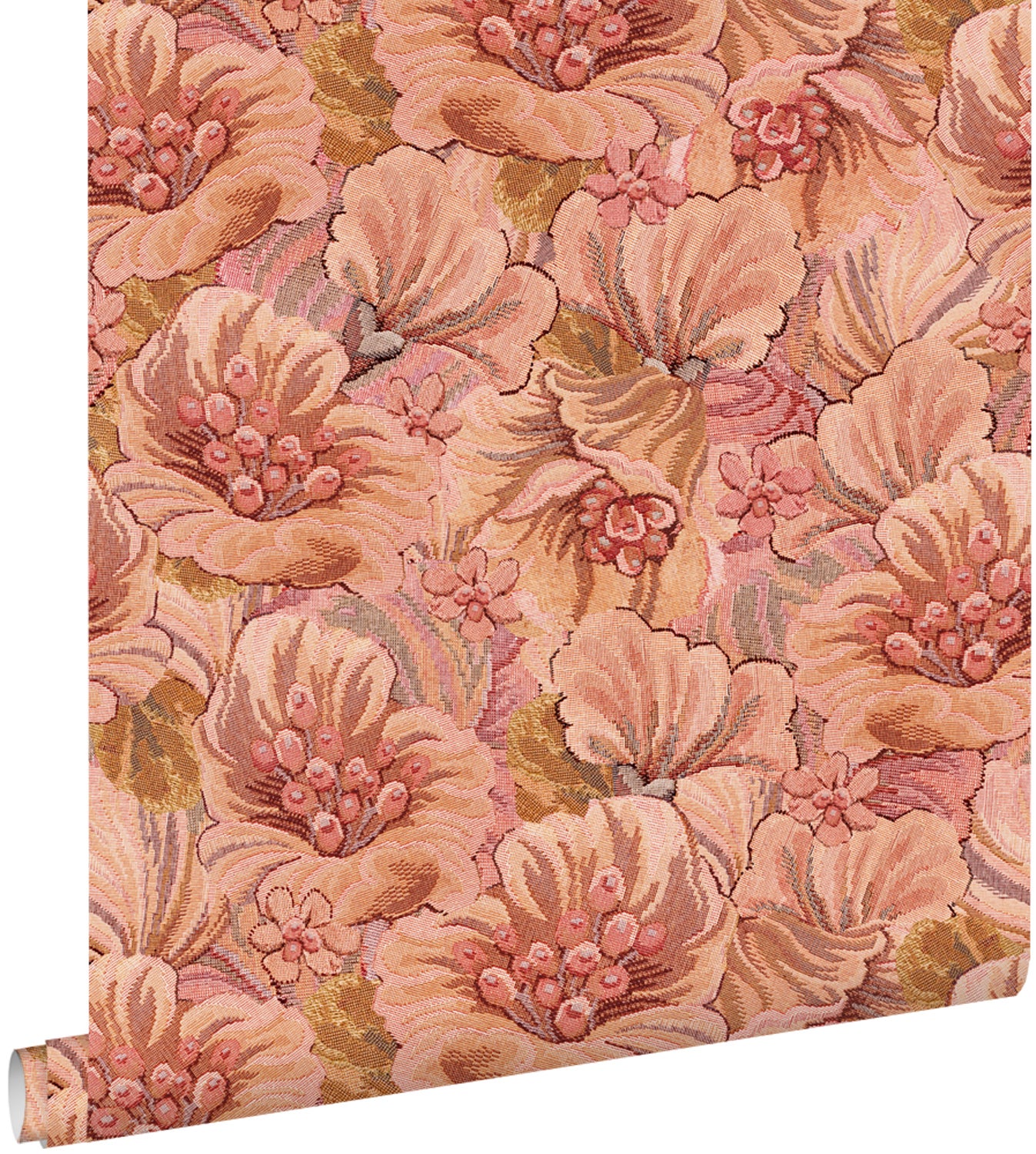 Tapeta kwiatowy wzór terakoty różowej - 50 x 900 cm - ESTAHOME