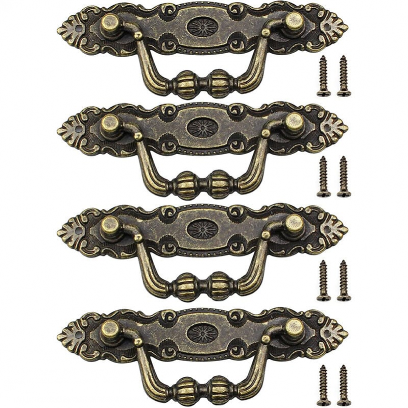 Lot De 4 Poignées De Porte Avec Motif Dauphin – ABS Et Verre – Pour Armoire, Tiroir, Commode