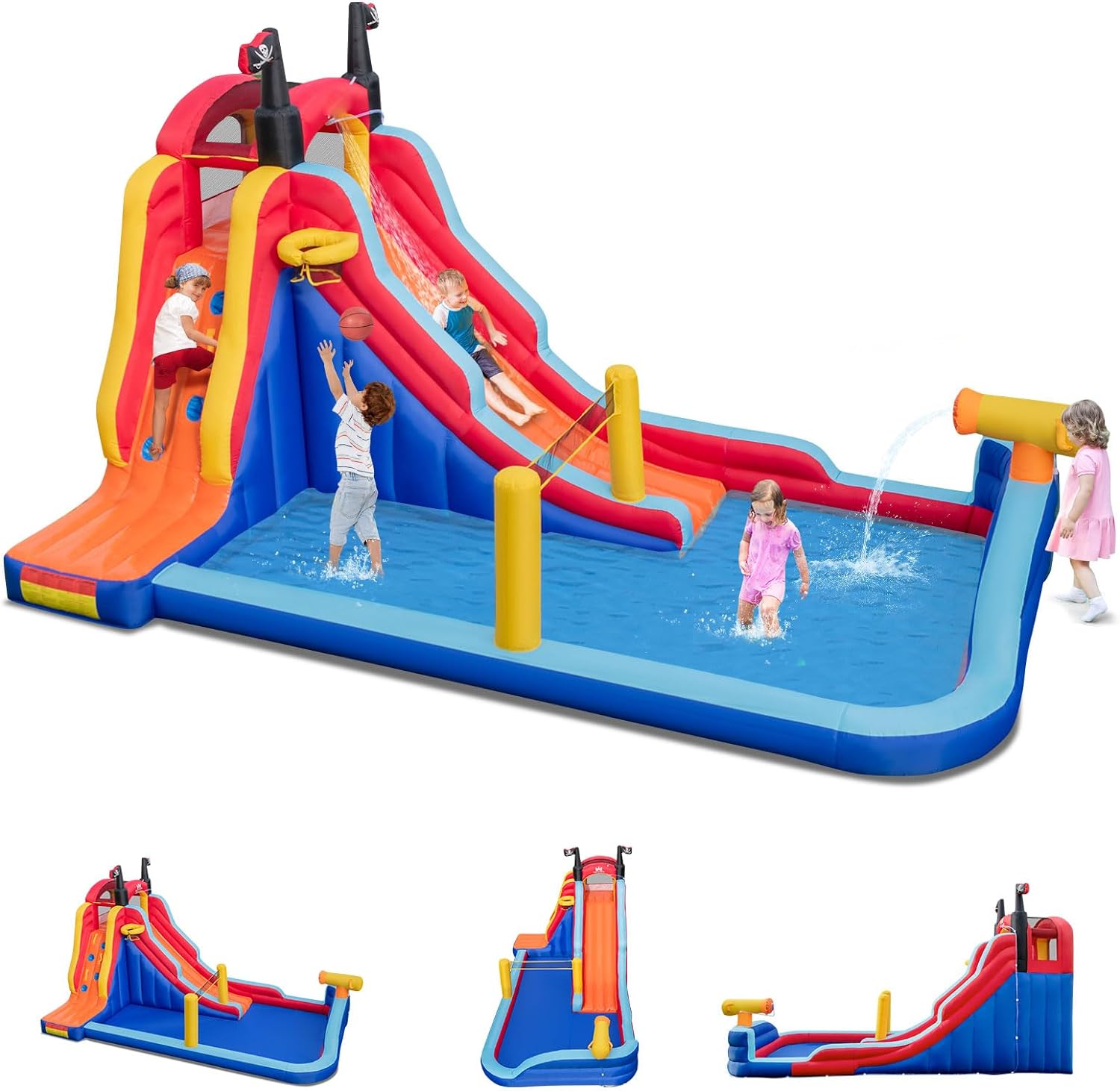 Toboggan Gonflable Ozgkee – 158x79x62 Cm, Bleu, Pour Piscine Et Plage, été