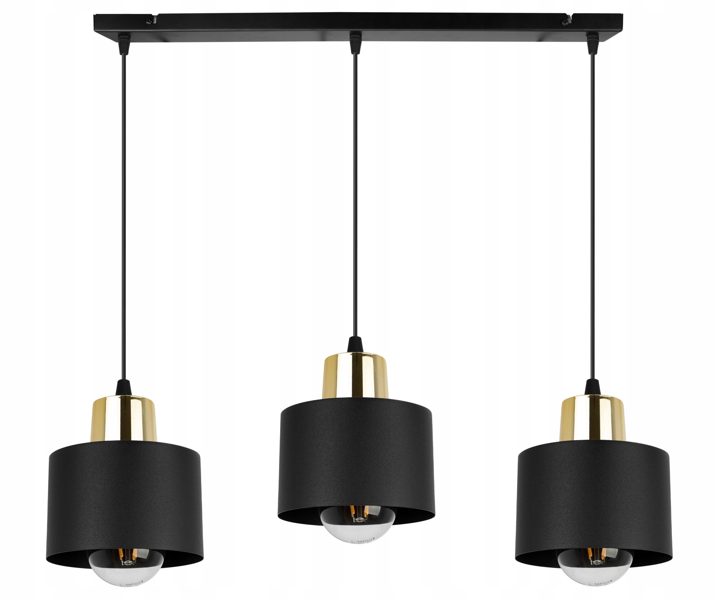 Lampa sufitowa wisząca Panta modern 3xE27 abażur owalny czarny/złoty Light Home LH