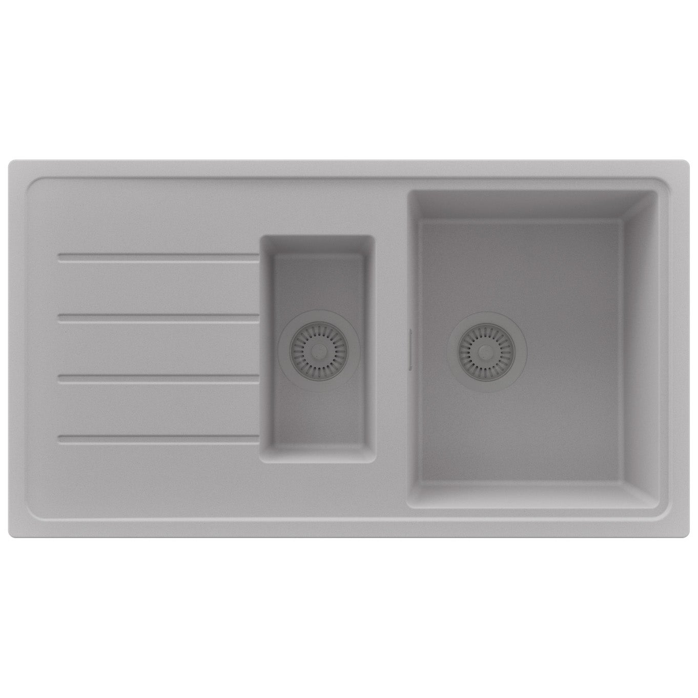 Zlewozmywak Szary 90x50cm, Zlew Kuchenny 1,5 Komorowy + Syfon, Nablatowy do szafki od 60cm - Kopenhaga Duo PRIMAGRAN