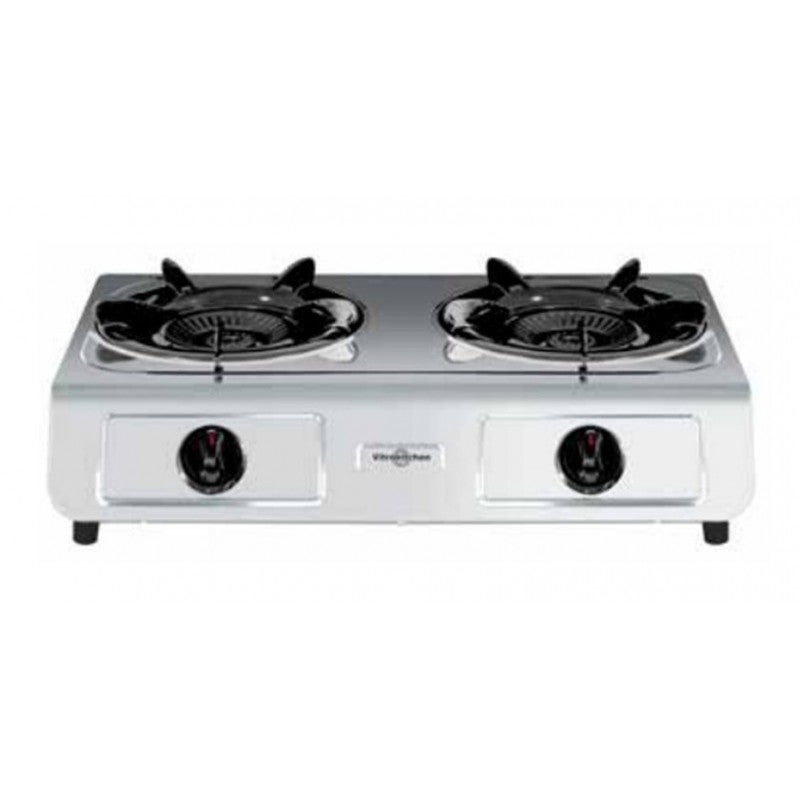 Vitrokitchen 260Ib - Hornillo De Gas, Gas Butano O Propano, Encendido Piezoeléctrico, Acero Inoxidable, Encimera, 2 Quemadores De Triple Corona Tipo Ciclón - Uso Exterior, Pies Antideslizantes. Ideal - Imagen 5