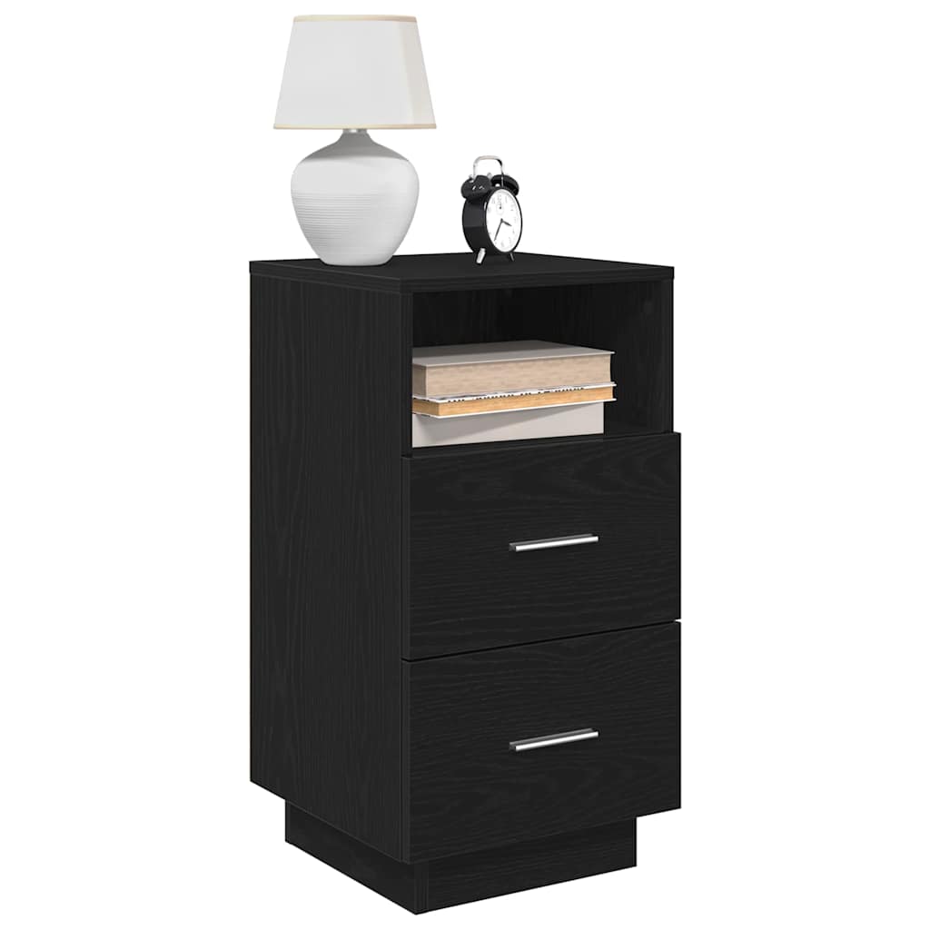 Table De Chevet Lot De 2 - Noir Et Or, Avec Tiroir, En Bois De Manguier Massif, Dimensions 40x33x46 Cm
