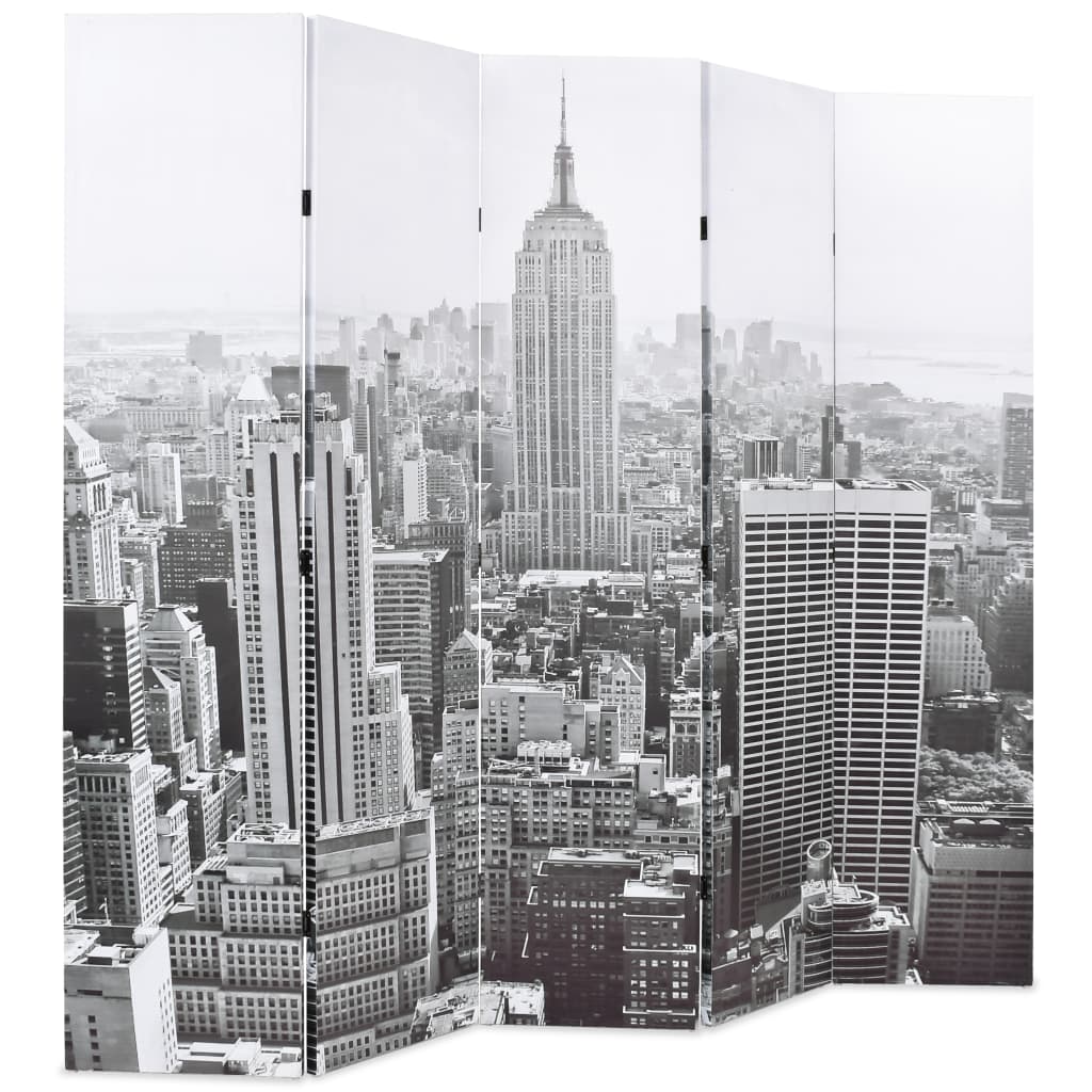 Biombo separador divisor - plegable 200x170 cm nueva york blanco y negro