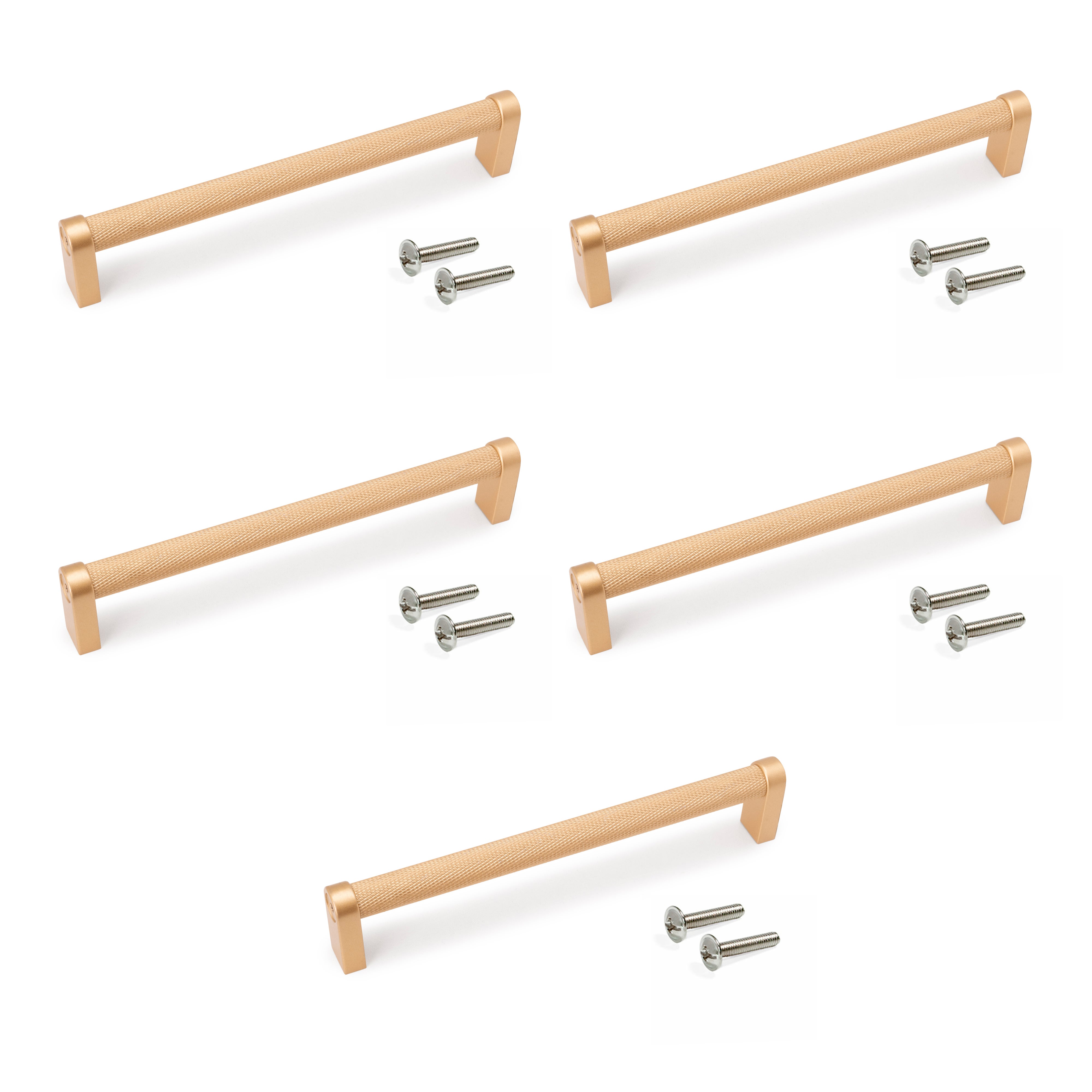 Emuca Pakiet 5 uchwytów meblowych Bergen, L173mm, Rozstaw 160mm, Aluminium, Malowane na złoto