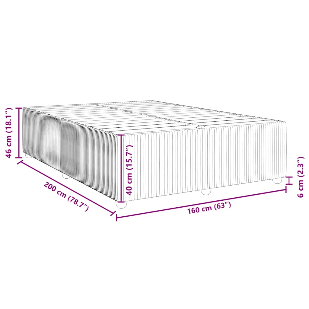 Cadre de lit sans matelas, tissu, gris foncé, pour la chambre, 160 × 200 cm - 9