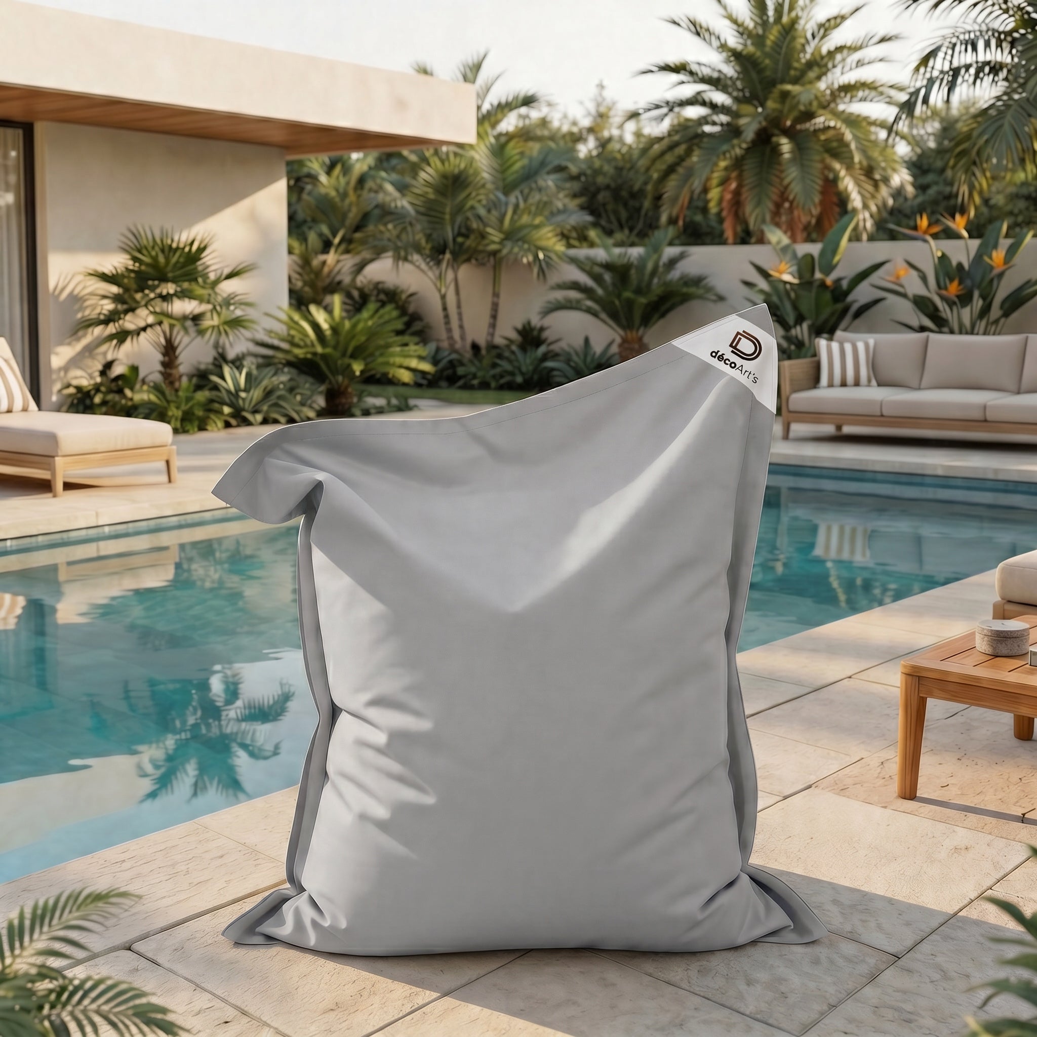 Housse pour Pouf Géant XXL 180x140cm Intérieur et Extérieur - Gris galet - 7