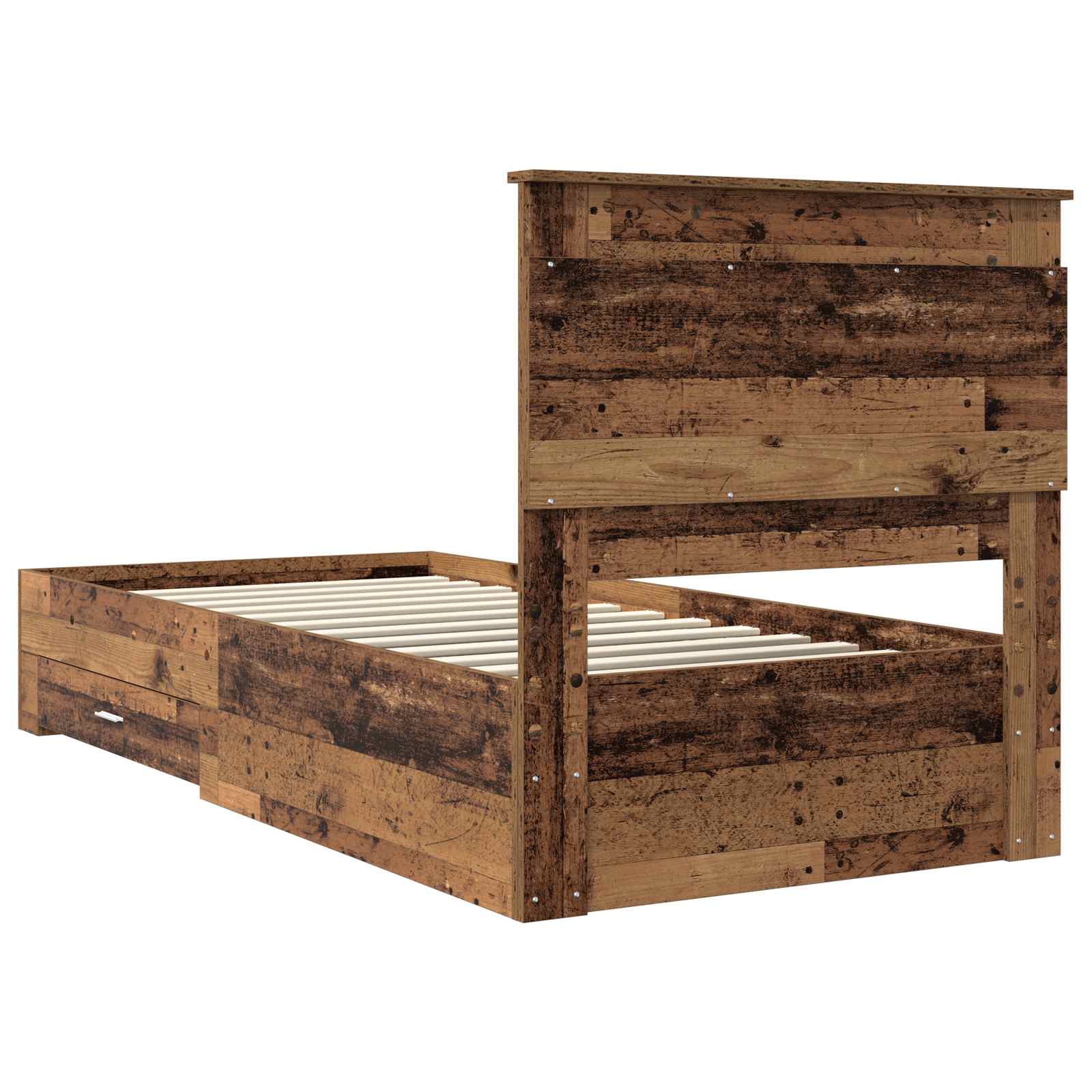Cadre de lit chêne vieilli 90 x 200 cm en panneau de bois - 9