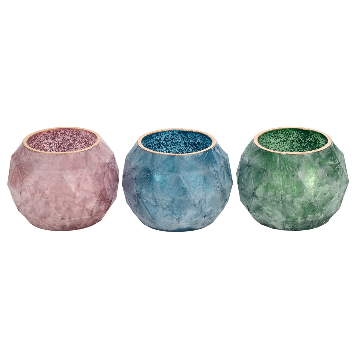 Origen home decor - portavelas redondo pack 3 unidades decoracion | jarrones y portavelas multicolor - 9x12x12 cm