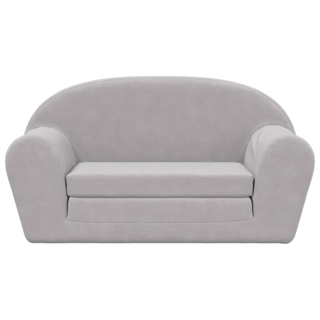Canapé-lit enfants 2 places gris clair peluche douce vidaXL - 4