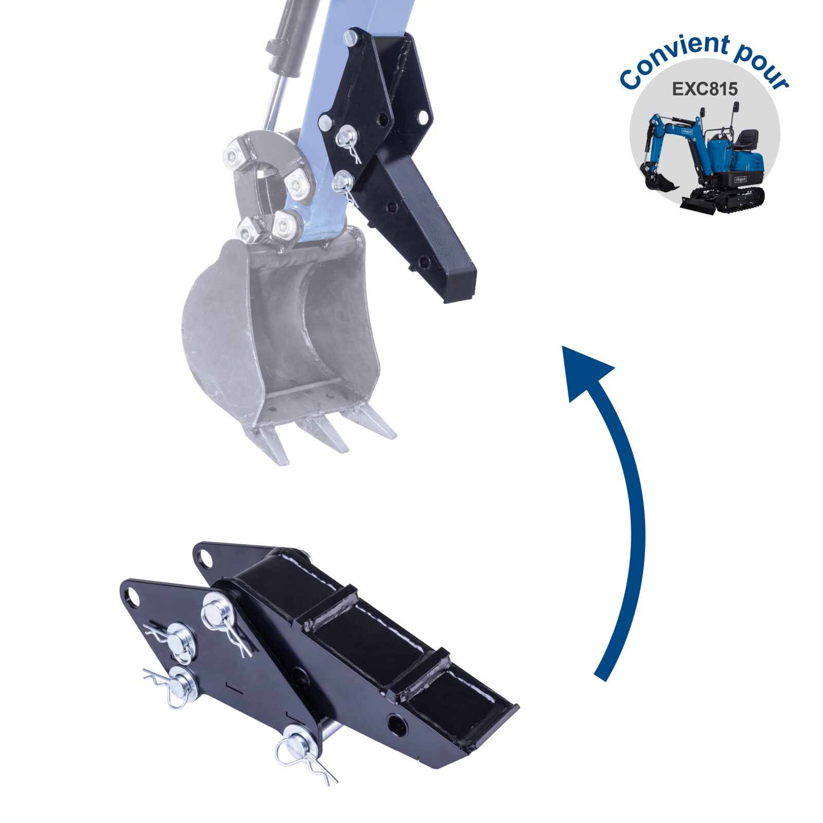 Scheppach Butée de pelle compatible mini pelle EXC815 - idéal pour saisir des matériaux de forme irrégulière et le transport de matériaux encombrants - 2