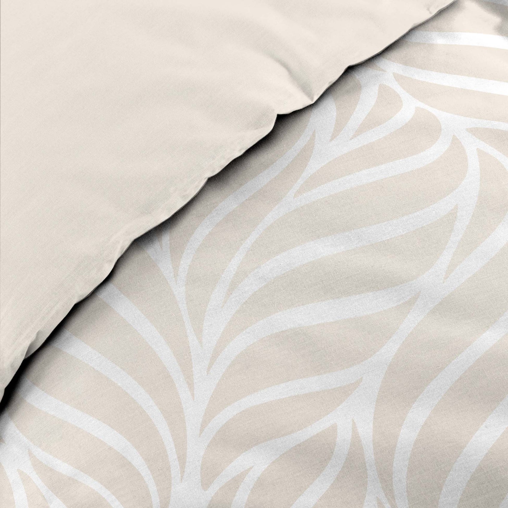 Housse de couette 240 x 220 cm imprimée 57 fils – MORGANE Naturel – 2 taies incluses - 6