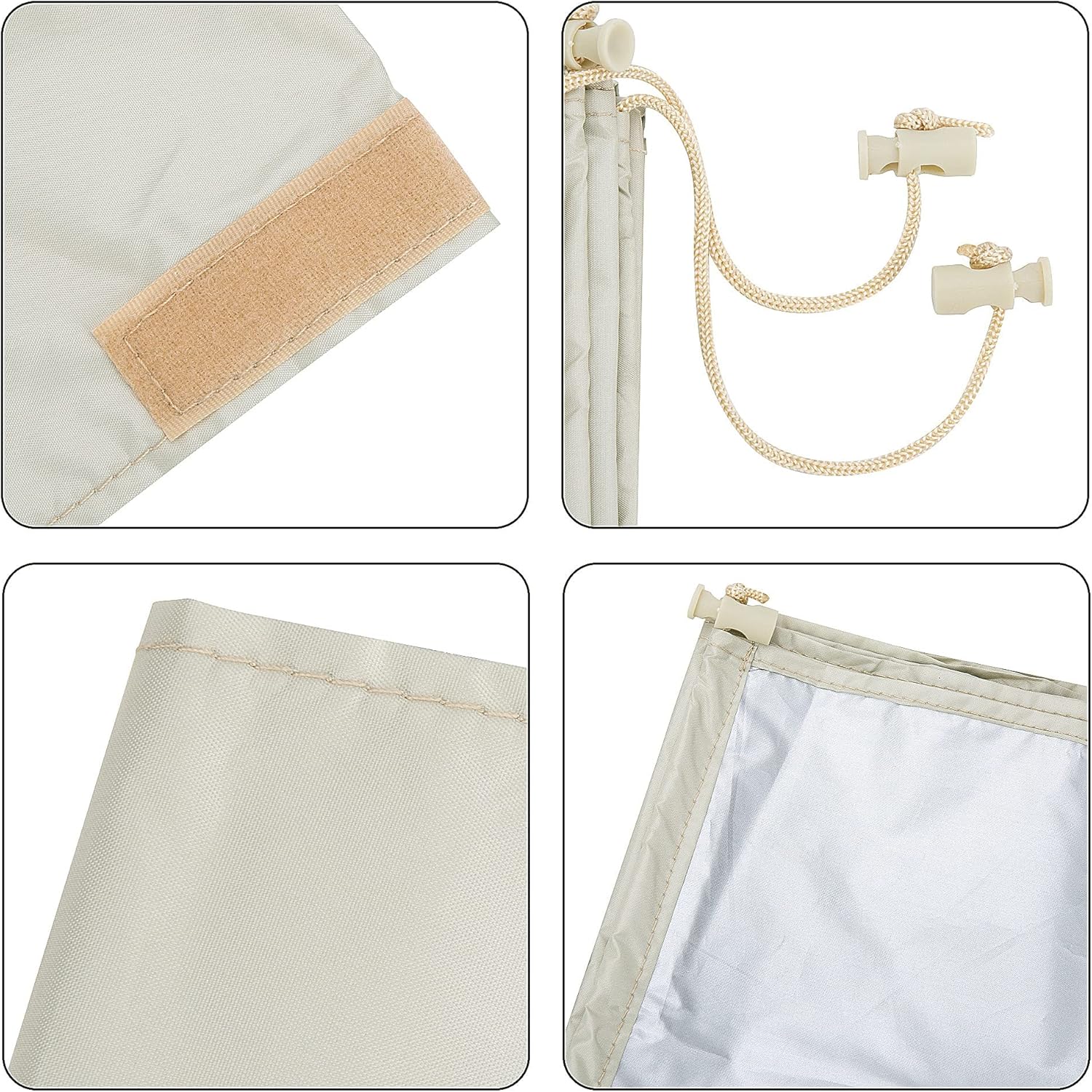 Beige, 16 pi : 490*96cm, bâche de piscine en rouleau, protection solaire 190T en polyester taffetas enduit d'argent, tissu Oxford imperméable, rouleau - 3