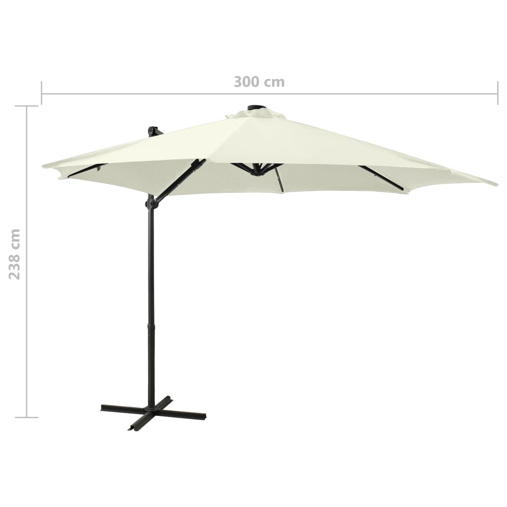 Parasol déporté avec mat et lumières LED Sable 300 cm - 5