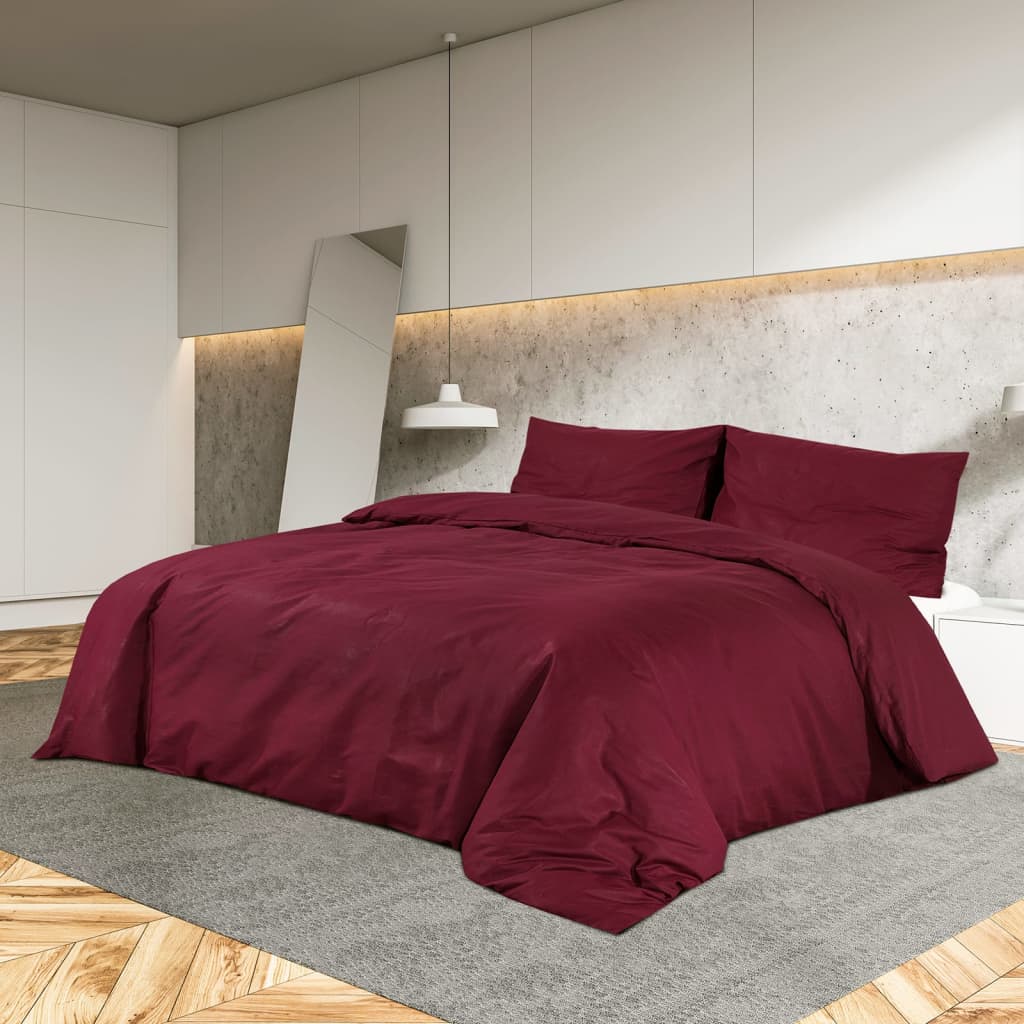 Maison exclusive - juego de funda nórdica algodón color burdeos 240x220 cm