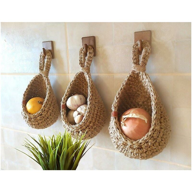 6 pcs panier suspendu tenture murale panier de fruits et légumes stockage organisateur de cuisine - 2