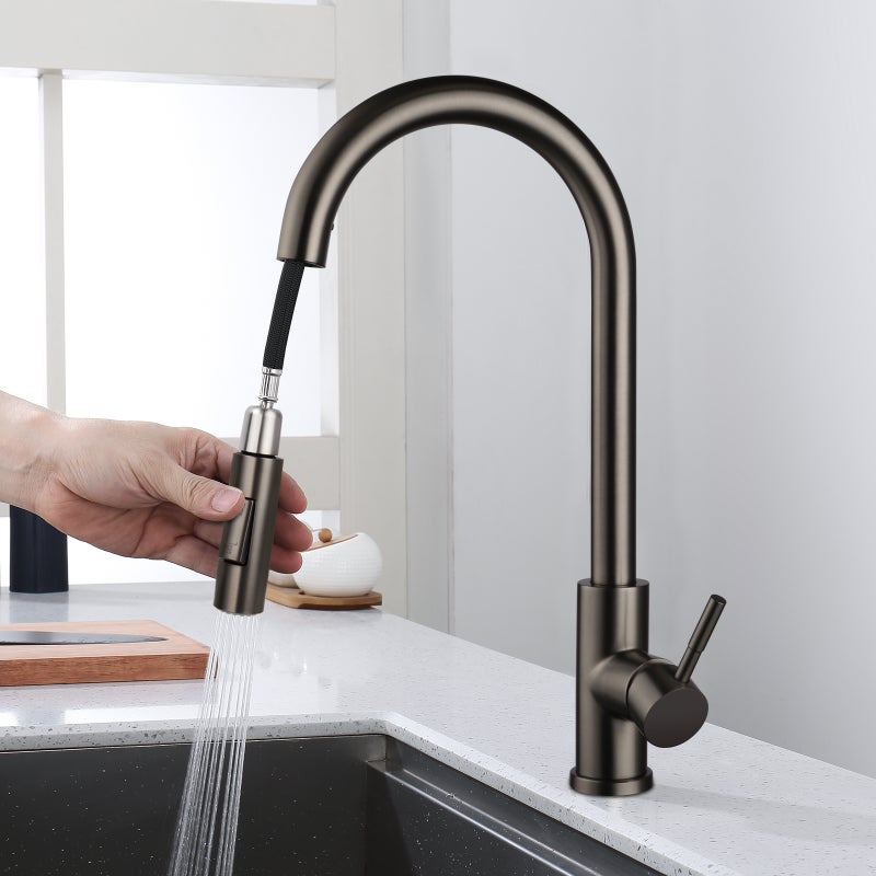 LOVHAUS Wysuwana Bateria Kuchenna Niskociśnieniowa, Bateria Mieszająca ze Stali Nierdzewnej z Wysokim Łukiem Obrotowym 360