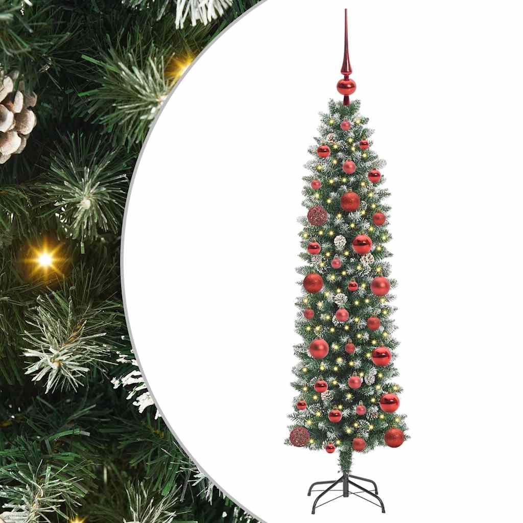 Sztuczne smukłe drzewo bożonarodzeniowe Zielono-biały 120 cm