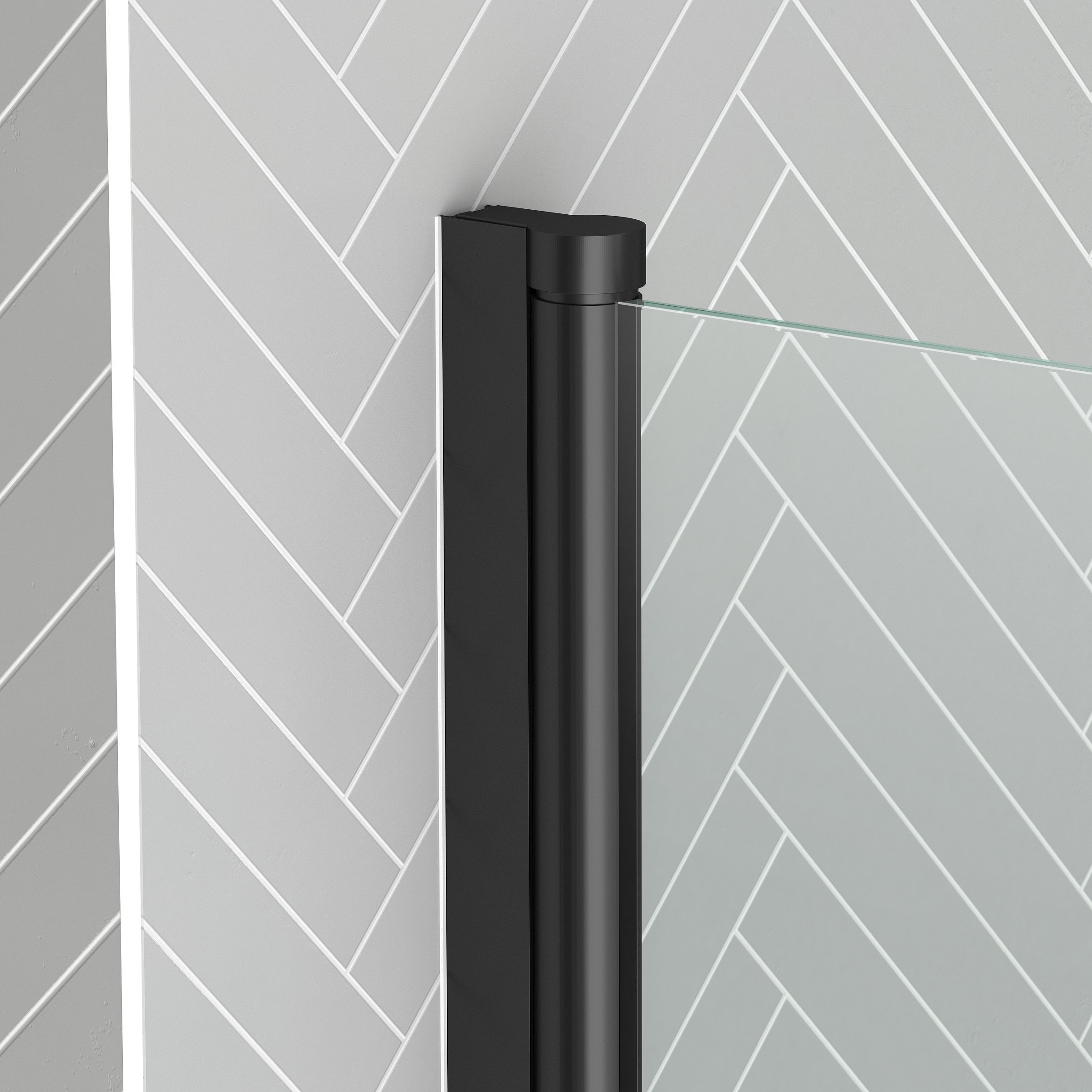 Pare baignoire Rabattable 70x120cm - Profilé Noir Mat - Verre Trempé 4mm - ELEMENTARY - 2