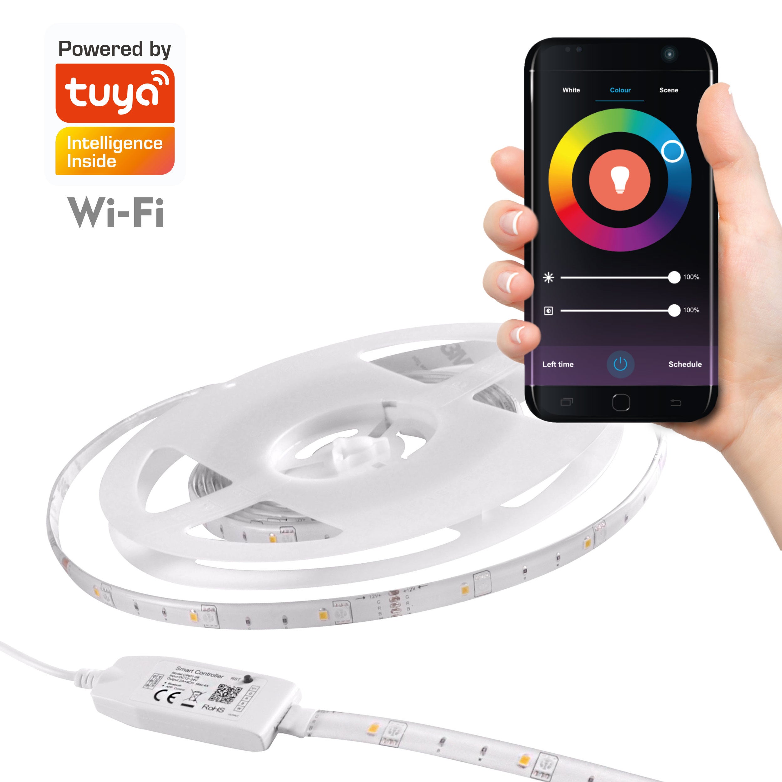 Taśma LED WiFi 2m biała Neutralna 4000K + RGB IP65 Tuya Polux