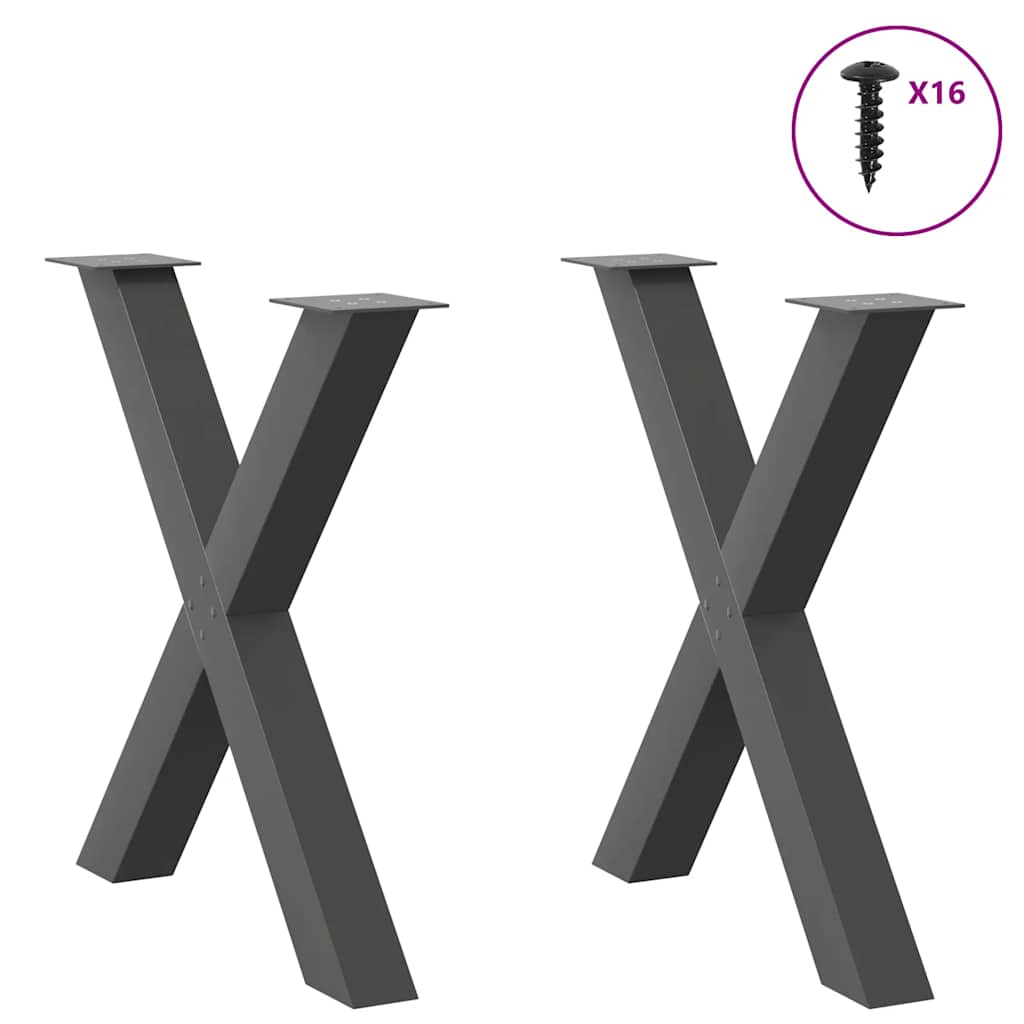 Maison Exclusive - Pieds de table à manger en forme de X 2 pièces Anthracite 70 x (72-73) cm Acier - 3