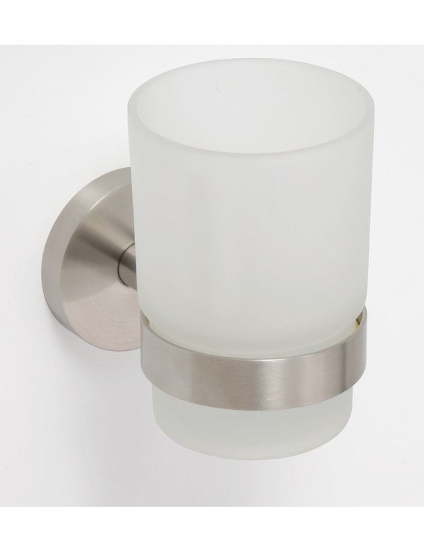 Porte-verre Mural Lea INDA - Laiton Chromé Avec Verre Satiné - 11x7x11 Cm - Pour Salle De Bain - Fixation Incluse