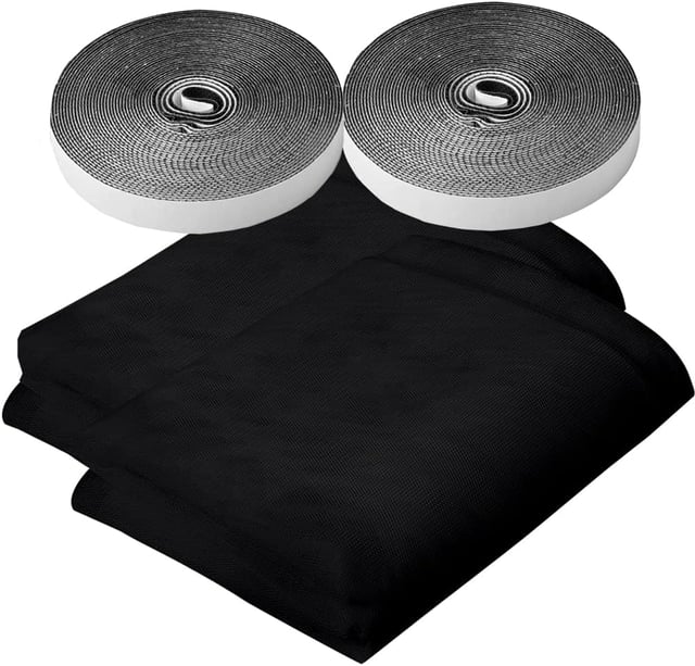 (Noir) Moustiquaire pour fenêtre, lot de 2, 150 x 200 cm, réglable, adhésif, moustiquaire pour fenêtre, adhésif, amovible.