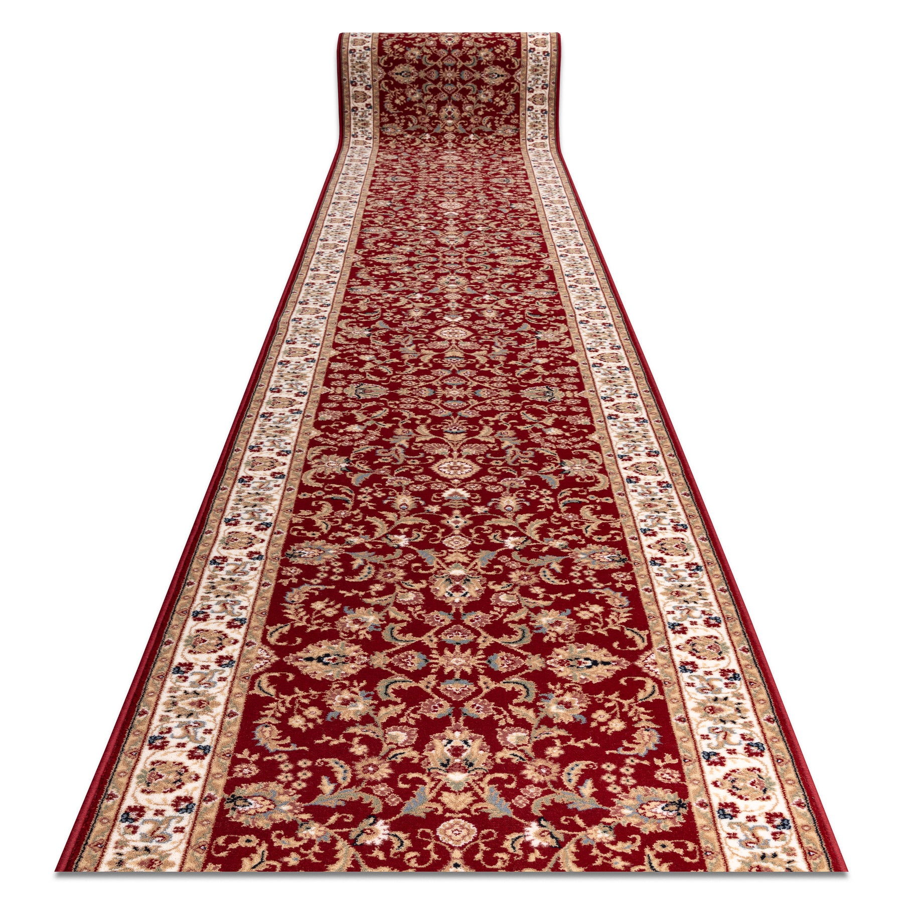 Chodnik NAIN wełniany Ornament, kwiaty 144 51066 bordo / beż 80cm 80x600 cm