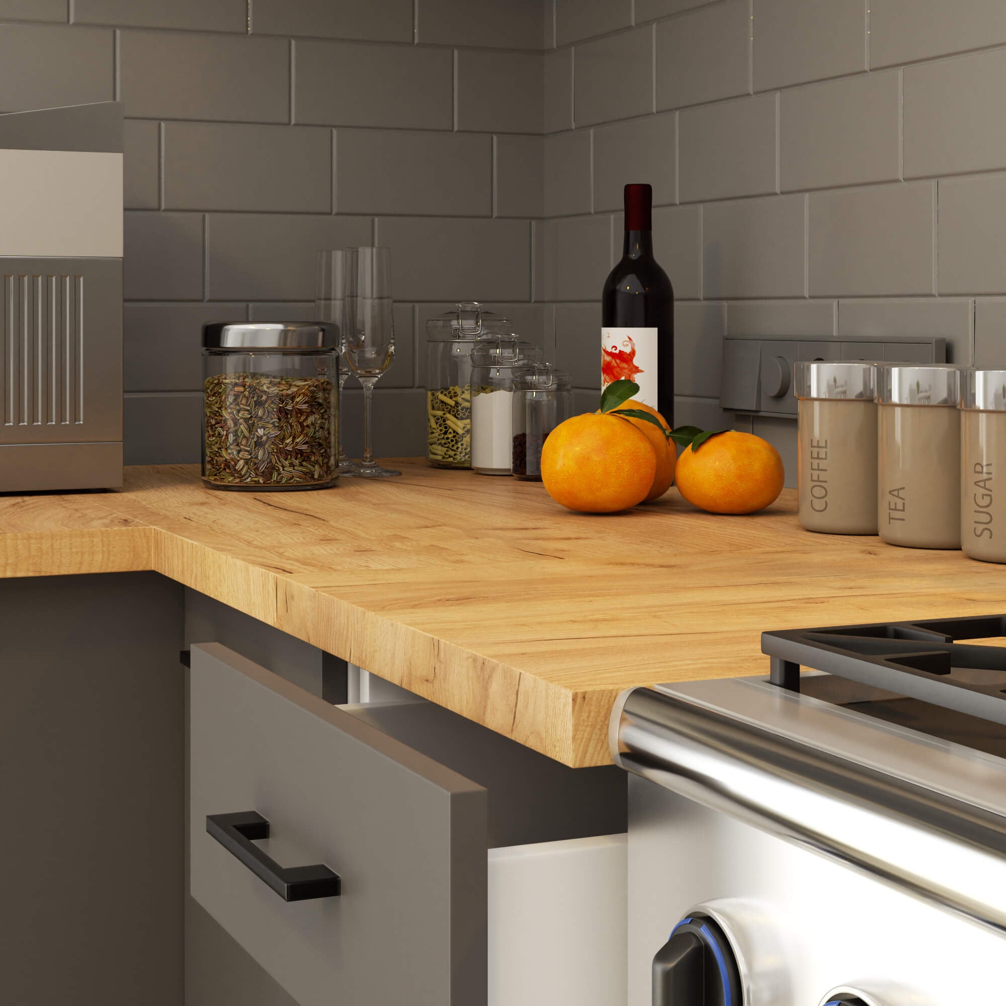 Plan de travail pour la cuisine basse AKORD S80 OLIWIA Chêne Craft 80 cm 80x60x3,2 cm - 4