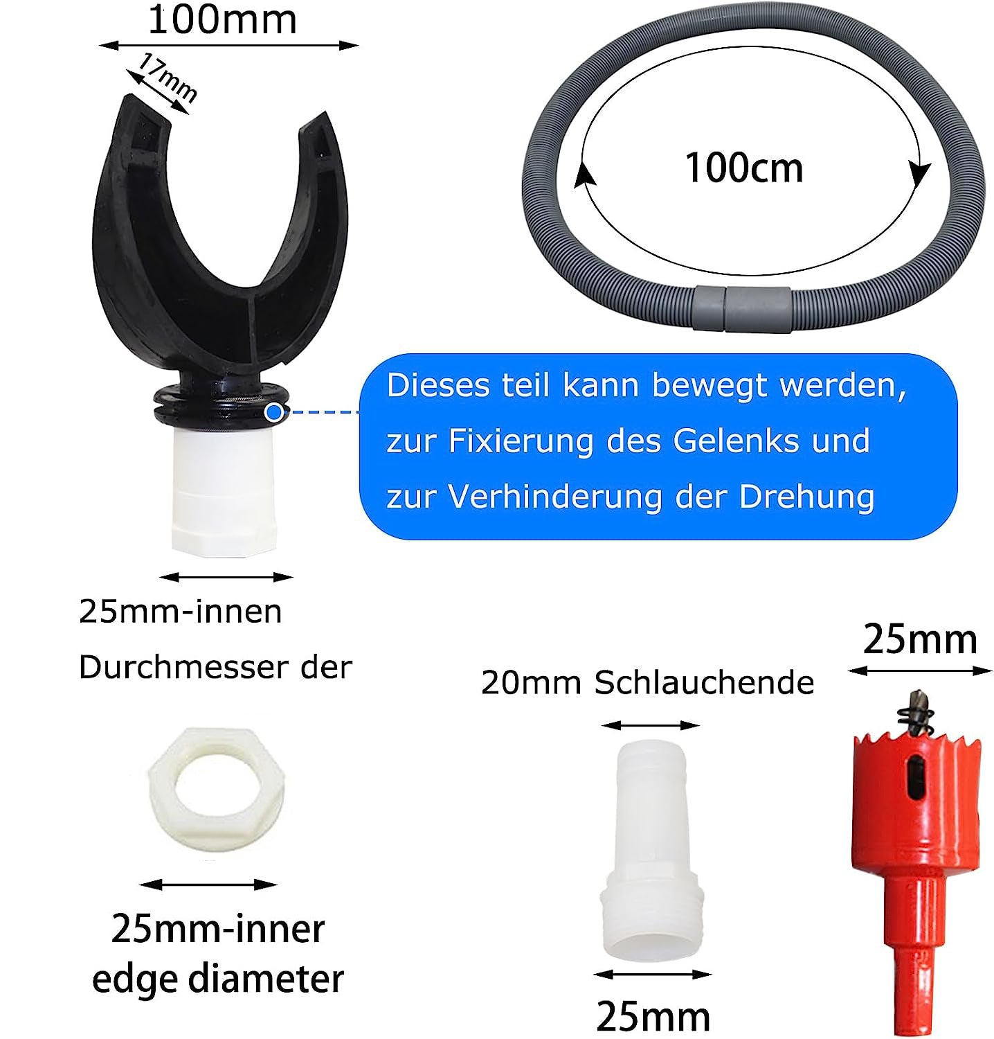 Kit tuyau circulaire en PVC 100mm avec tuyau flexible, collecteur d'eau de pluie, collecteur d'eau de descente de gouttière - 2