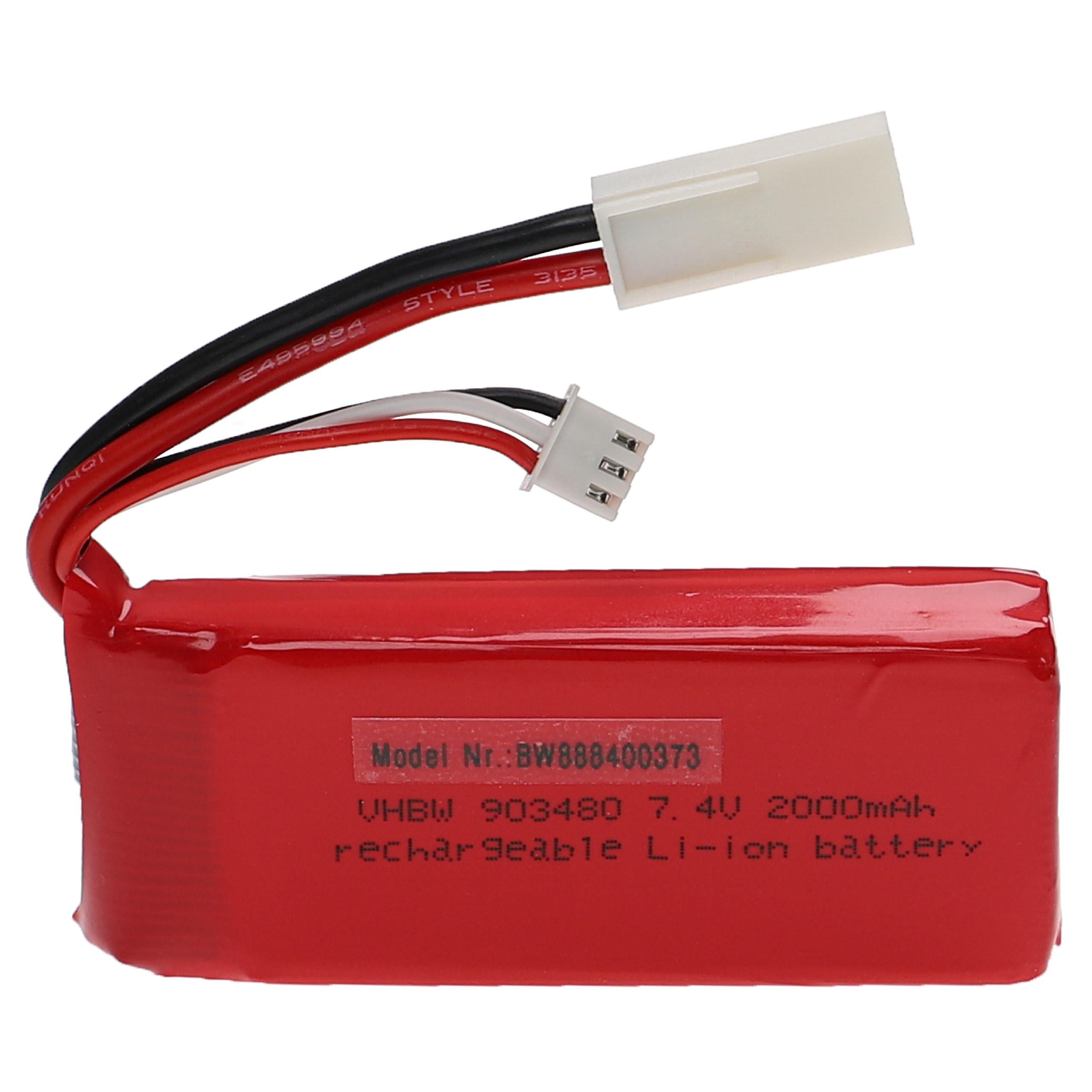 Vhbw Batteria Li-Poly 1200mAh 7.4V SM-2P Per Modellismo RC - 70x30x18mm, 2S, 15C, Per Auto, Elicotteri, Aerei - 3