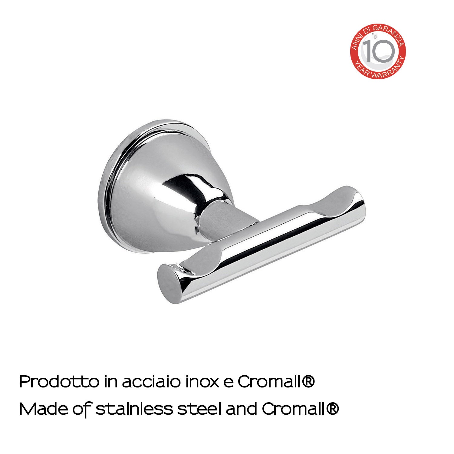 GEDY GENZIANA CROCHET DOUBLE EN ACIER CHROMÈ ET CROMALL SALLE DE BAIN - 5