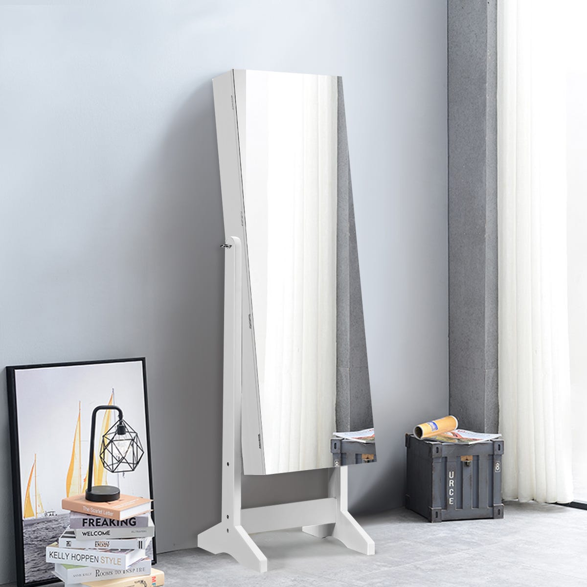 Armoire à Bijoux sur Pied, Armoire de rangement, Lumières LED, Armoire Armoire à Bijoux sur Pied, Armoire de rangement, Lumières LED, Armoire