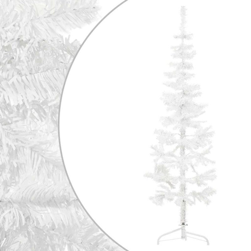 Albero Natale Artificiale Sottile a Metà Supporto Bianco 150 cm vidaXL - 2