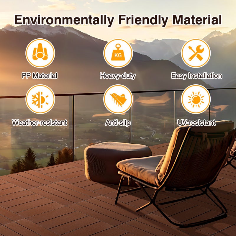 Lot de 33 dalles de terrasse 3 m², 30 x 30 cm, dalles en plastique, Dalles clipsables Marron - 7