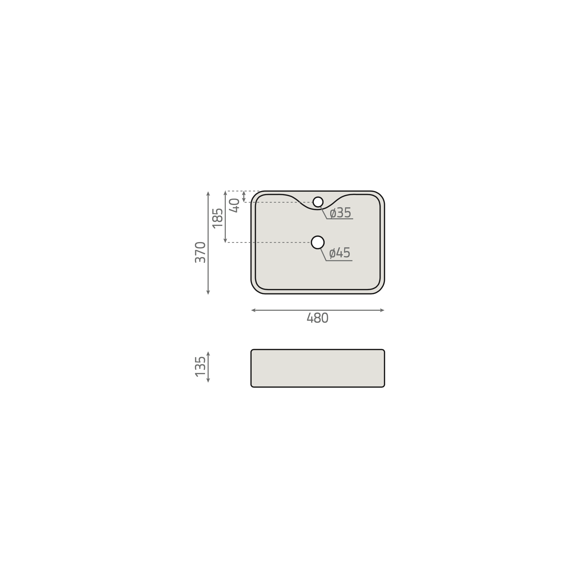 Vasque à poser en porcelaine blanche BAENA 480x370x135 mm - 6