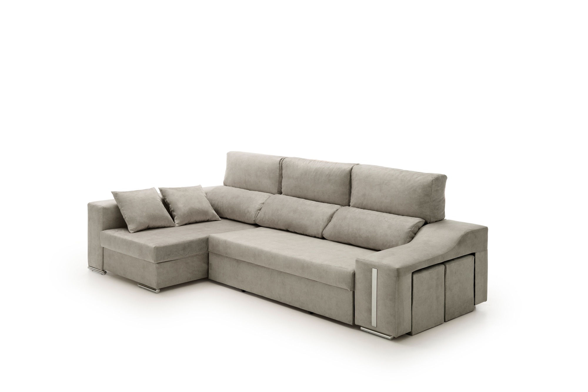 Velare  Sofa Chaise Longue Cama Con Arcón Y Puff Giuliana Izquierda Gris , Leroy Merlin