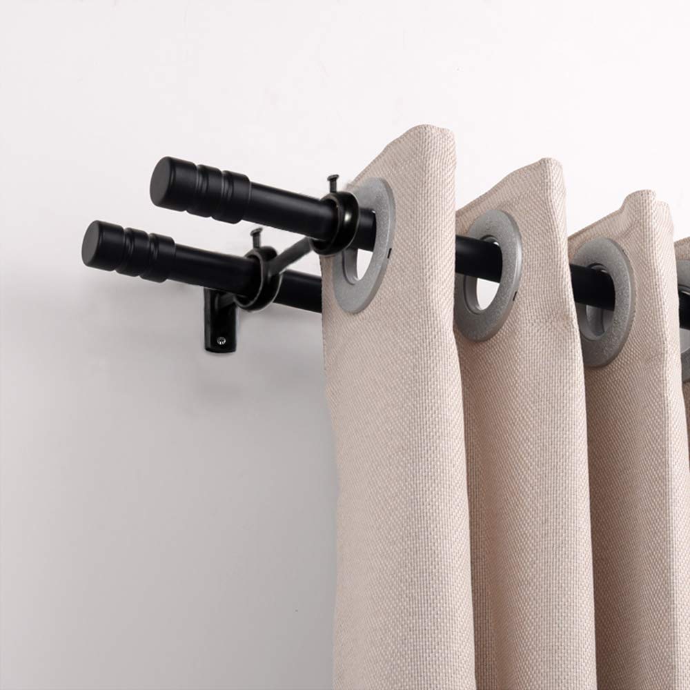 Lot de 2 supports de tringle à rideaux double crochets pour tringle à rideaux de salon, chambre à coucher, tringle à rideaux (Noir) (3pcs) - 2
