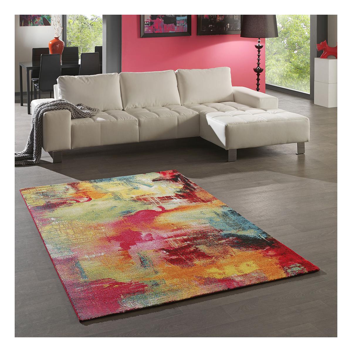 tapis salon 160x230 tissé multicolore rectangle motif géométrique BE 54 - 2
