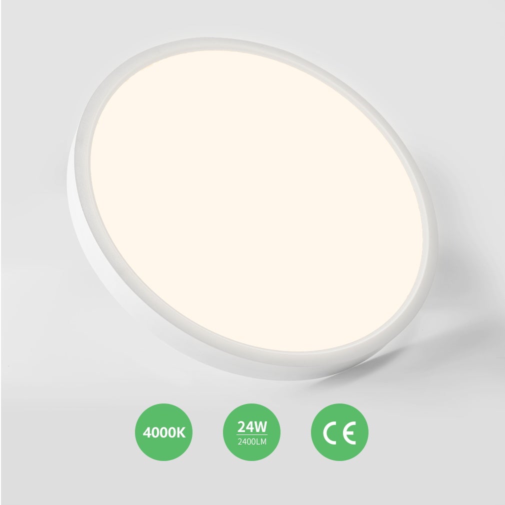 Plafonnier LED Dimmable 24W Rond Ultra-Plat Avec Télécommande – 3000-6500K, Veilleuse, Mémoire – Idéal Salon, Chambre, Cuisine, Salle De Bain