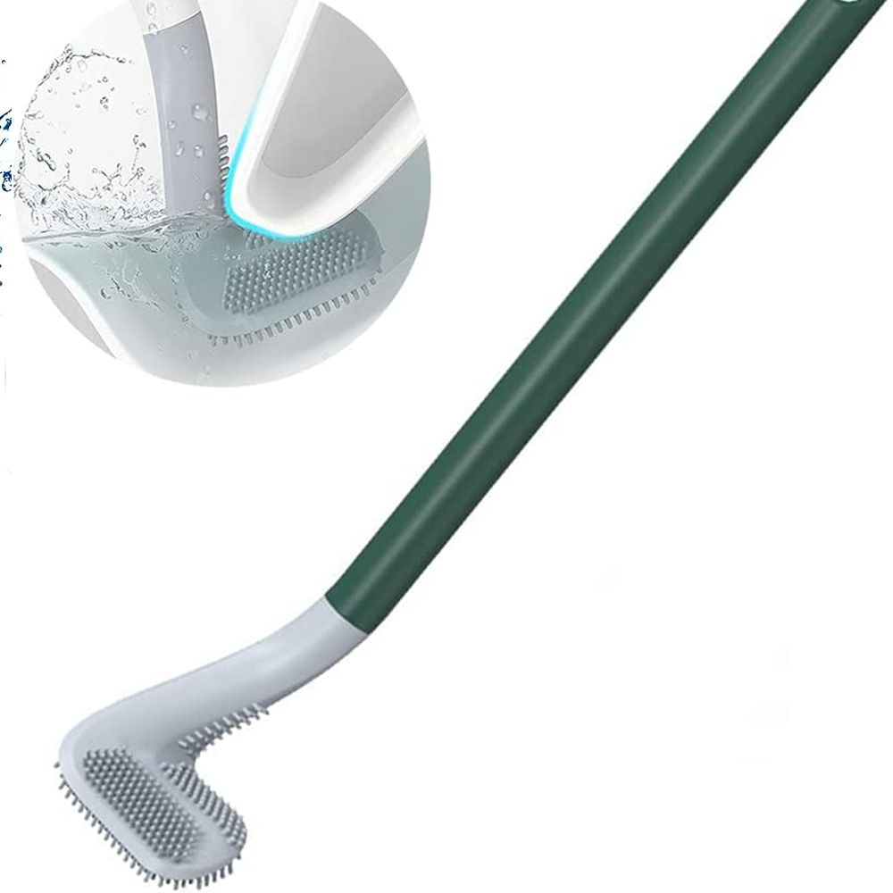 Szczotka toaletowa z główką golfową, długa rączka szczotki toaletowej, silikonowa główka golfowa (zielona)
