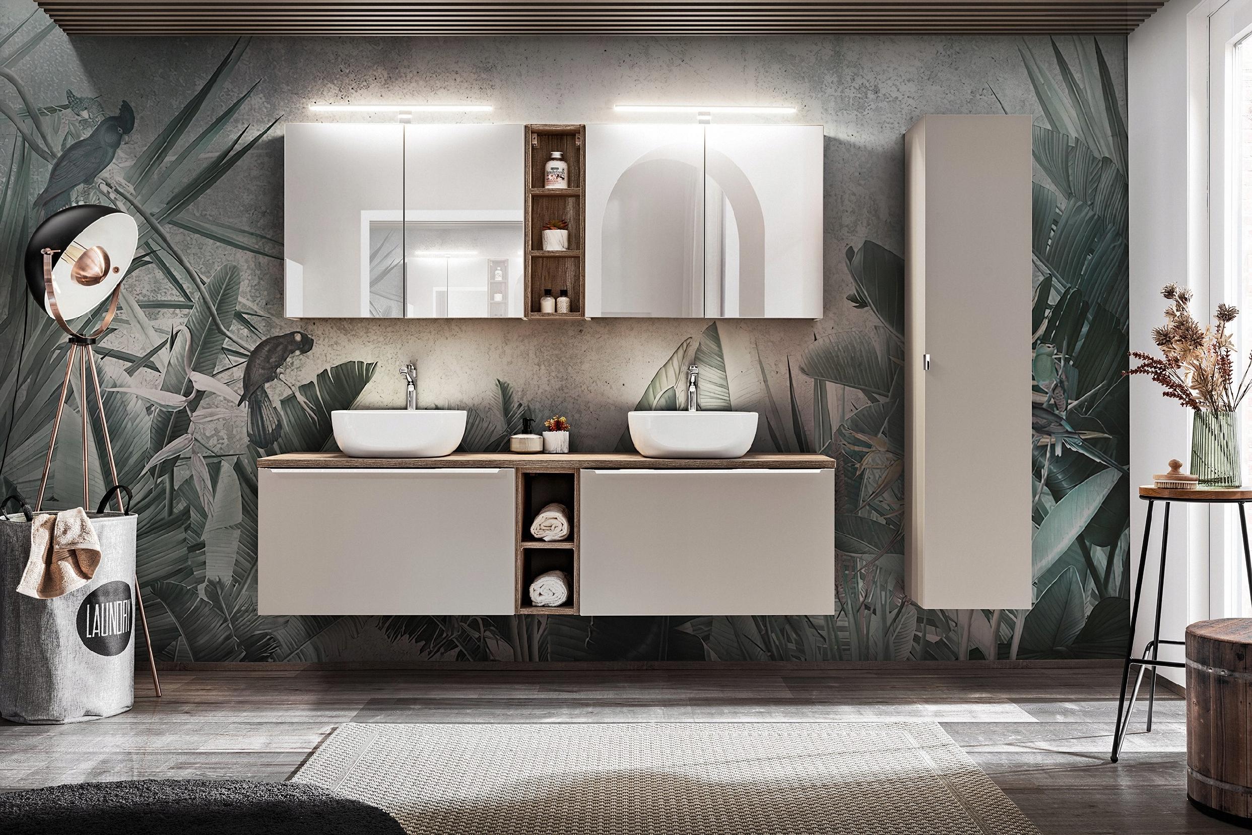 Szafka łazienkowa SANTA FE 140 cm taupe z regałem pod umywalki - 6