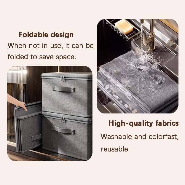 Caixa de arrumação, caixa de arrumação de roupa extra grande, 45 x 35 x 26 cm, caixa de pano dobrável com tampa - 9
