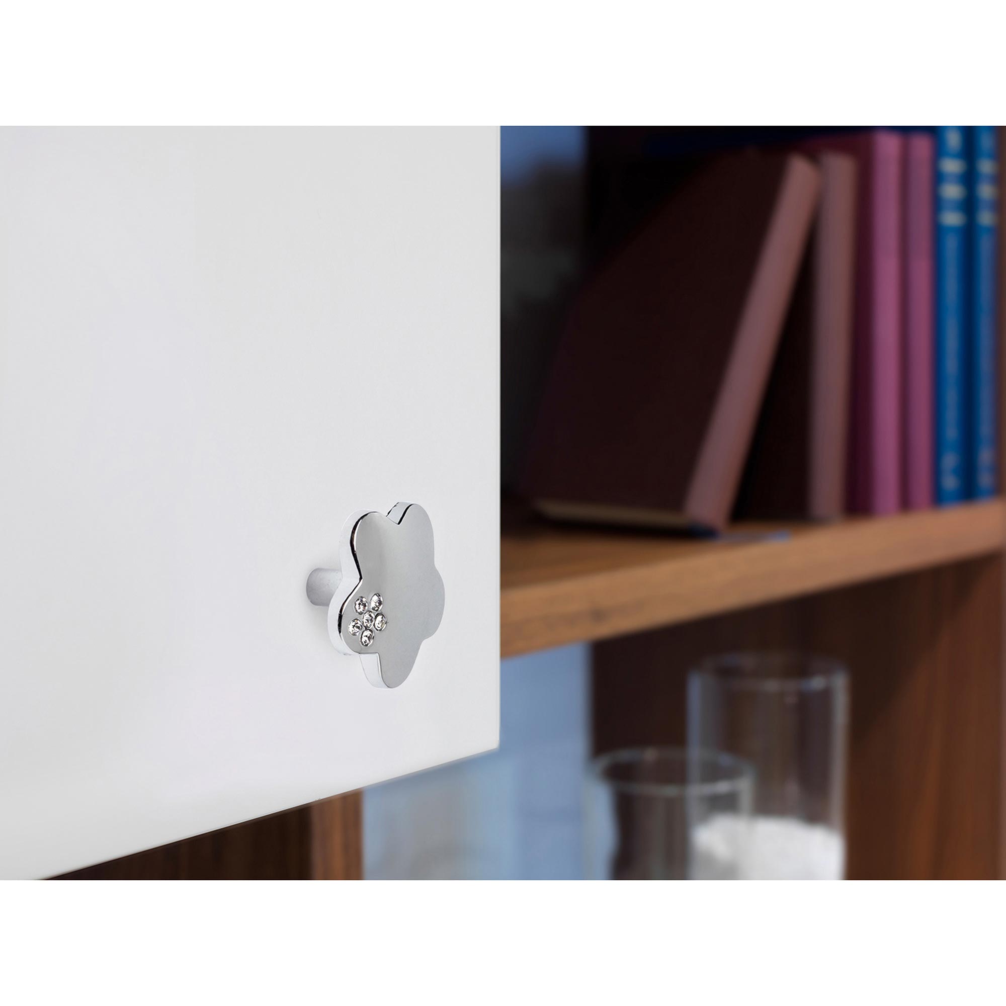 Bouton de meuble | Style décoratif | Fait de Zamak - Cristal | Fini chromé brillant | Mesures 35*35*20mm | Système de fixation vissé | Comprend des - 5