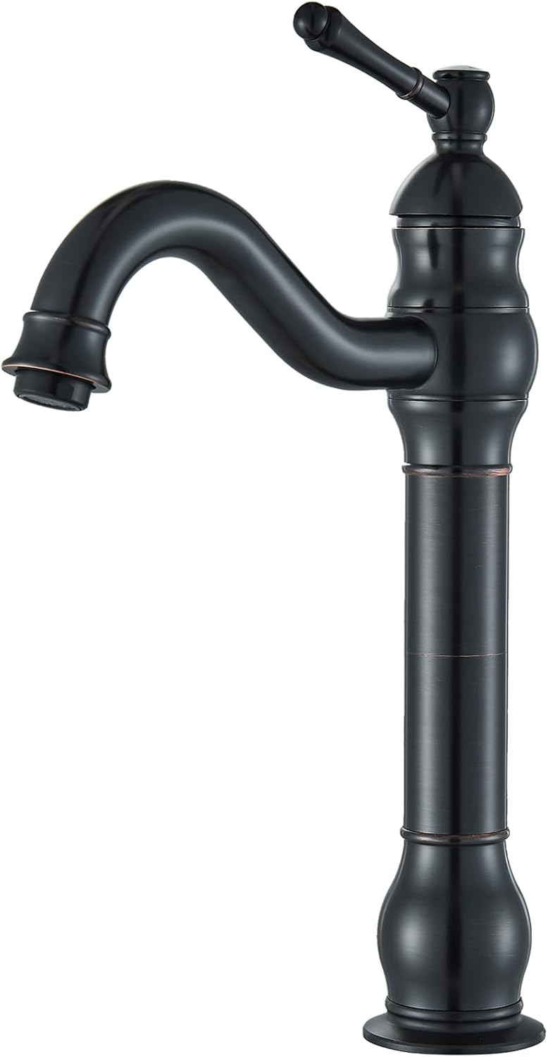 Antyczna czarna bateria łazienkowa z wysokim położeniem, obrotowa o 360°, bateria łazienkowa w stylu retro, bateria umywalkowa z elastycznym wężem 60