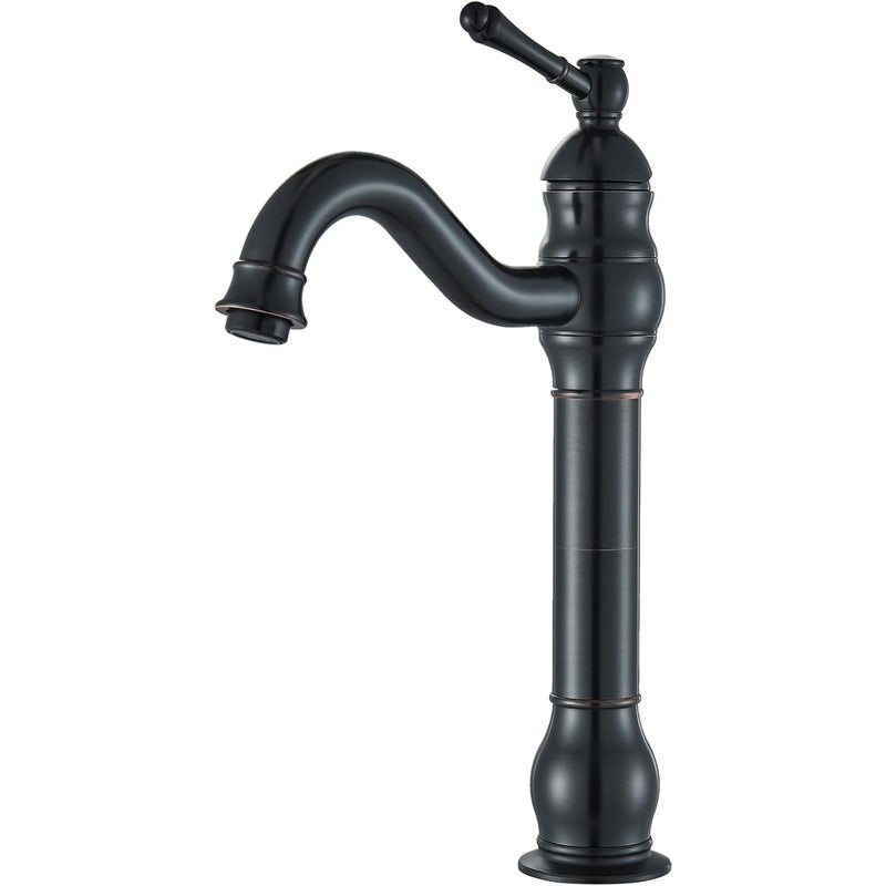 Antyczna czarna bateria łazienkowa z wysokim położeniem, obrotowa o 360°, bateria łazienkowa w stylu retro, bateria umywalkowa z elastycznym wężem 60